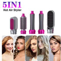 5-in-1 Hair Dryer Brush Kit – Electric Blow Dryer, Curling Brush, Hair Comb, and Straightener - Shoplio