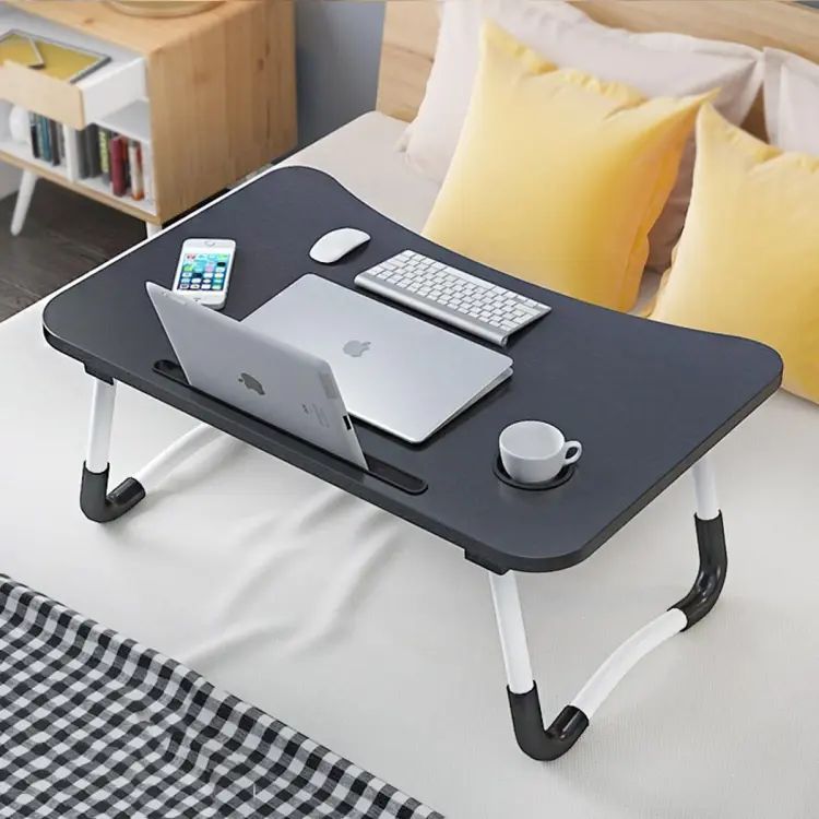 Foldable Laptop Table Stand for Bed & Study – Multifunctional Desk with Cup Holder - Shoplio